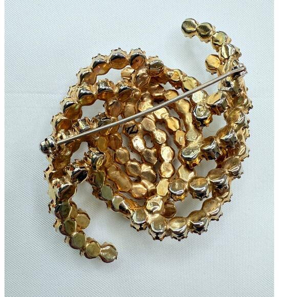 Vintage 1950s Atomic Swirl Brooch Aurora Borealis Rhinestone Galaxy Pin - Picture 5 of 9